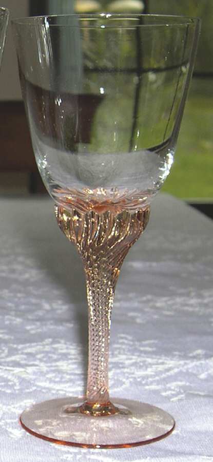 Flair Clear Pink Water Goblet by Czechoslovakia-1