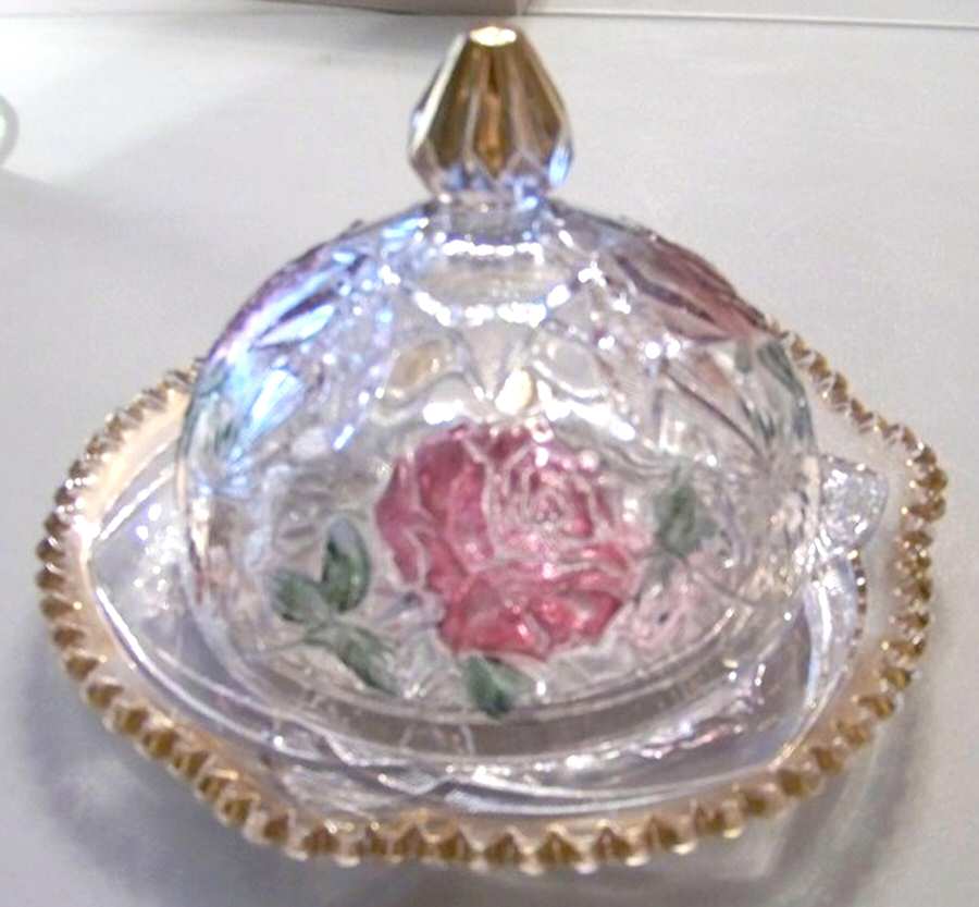 La France Ruby Flash Round Covered Butter by Co-Operative Flint-1