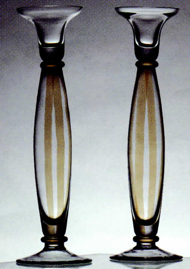 Stripes Amber 12" Tall Single Light Candlestick by Casafina-1
