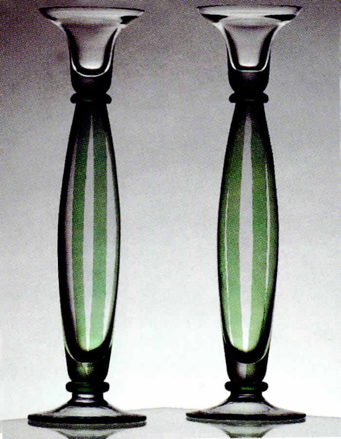 Stripes Green 12" Tall Single Light Candlestick by Casafina-1