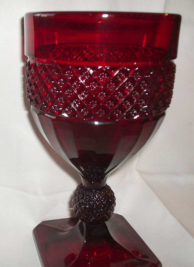 Early American Ruby (Stem 587) Water Goblet by Co-Operative Flint-1