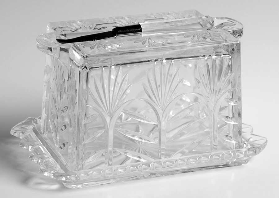 Portico Cheese Dish & Lid with Knife by Crystal Clear Industries-1
