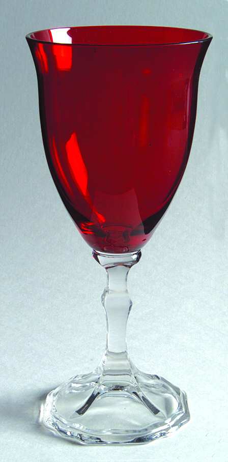 3025 Ruby (Clear Stem) Water Goblet by Cambridge-1