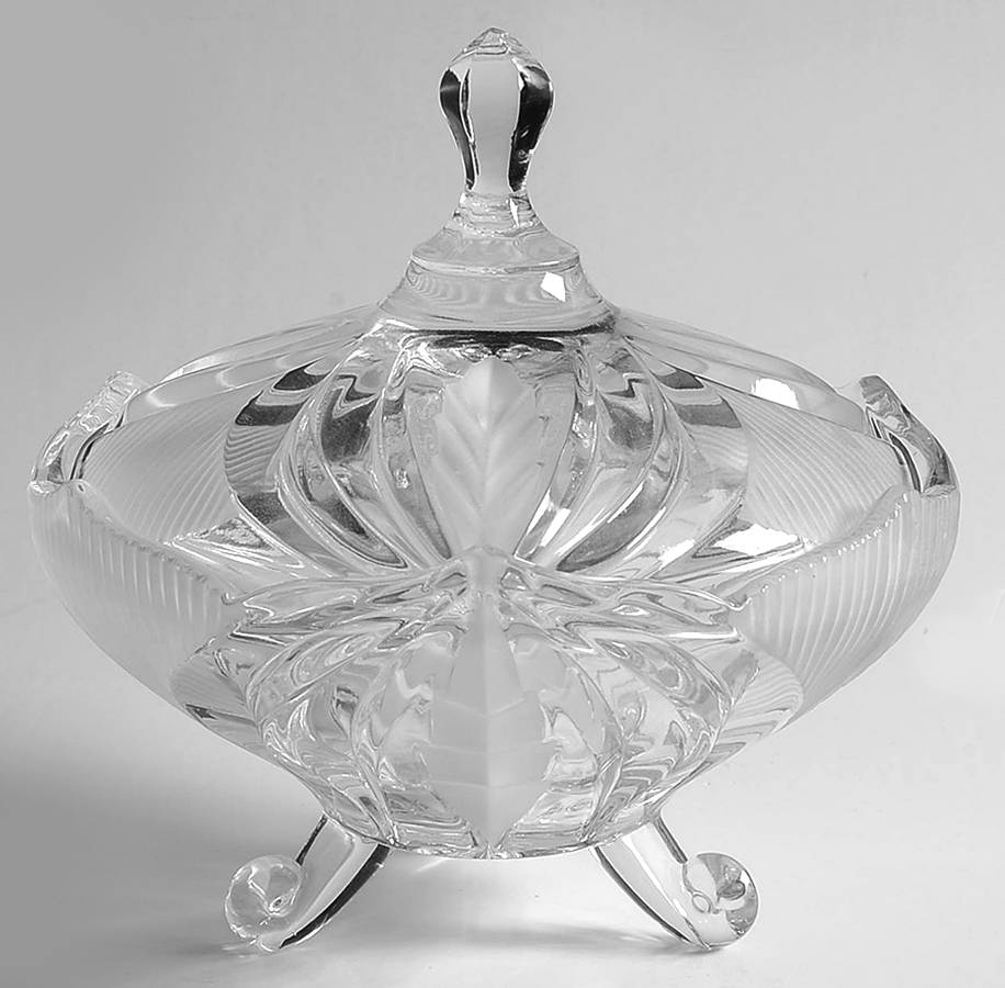 Novellette II 3-Footed Candy Dish with Lid by Crystal Clear Industries-1