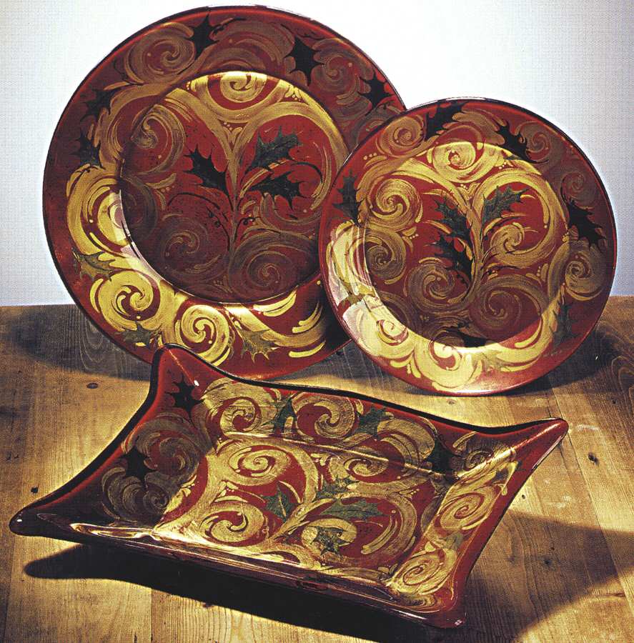 Gold Scroll Red Dinner Plate by Certified International-1