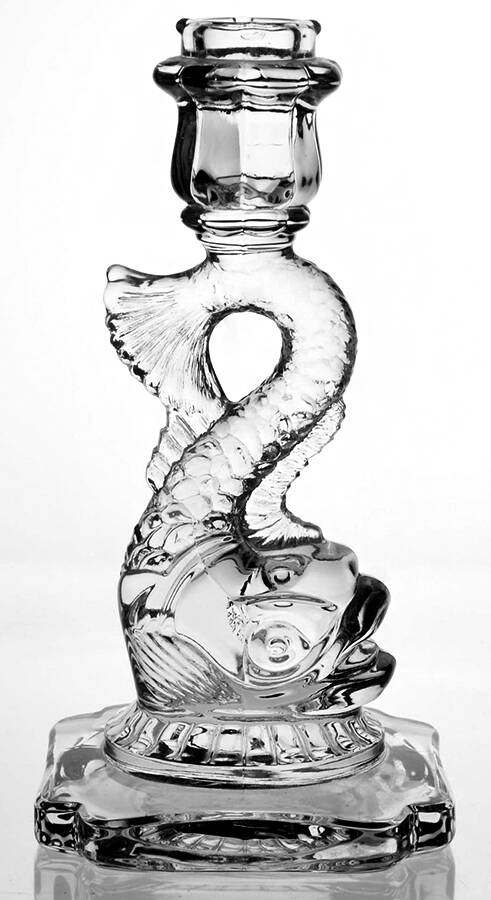 Animals & Figurines #113A/50Clear Dolphin Candlestick w/Short Extender by Cambridge-1