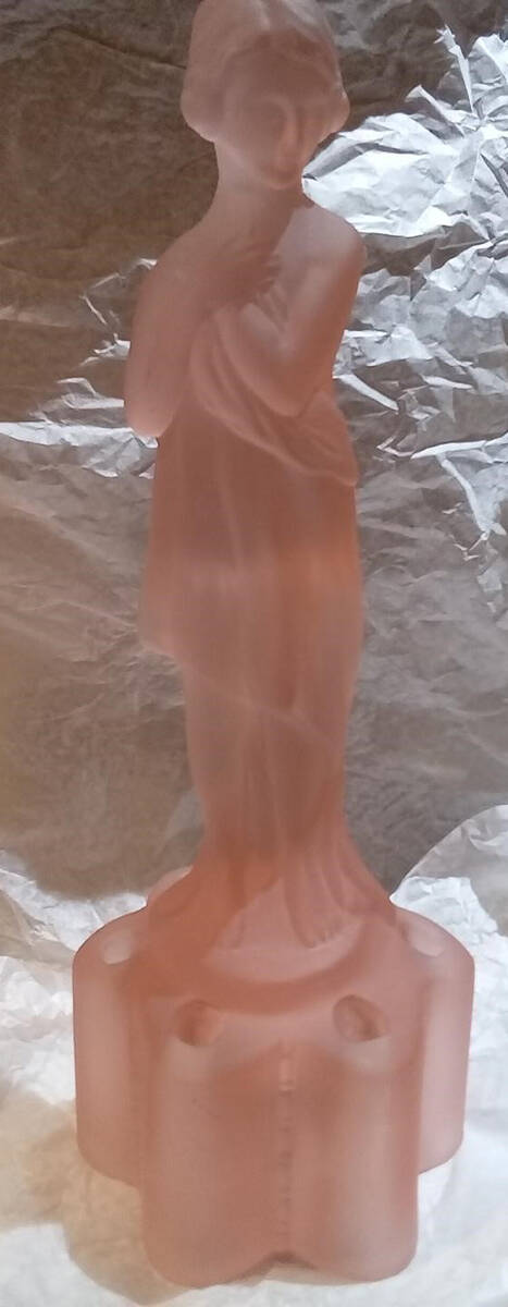 Animals & Figurines 13" Pink Frosted Fluted Base Draped Lady by Cambridge-1