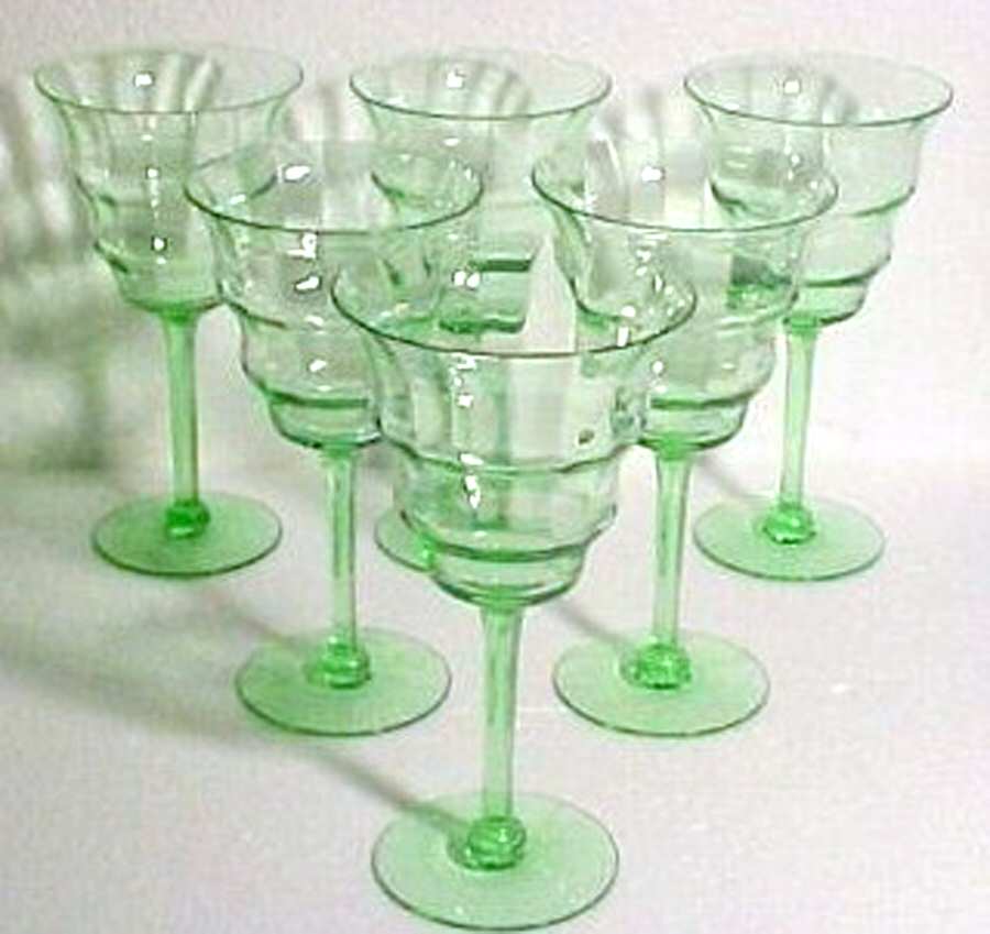 1428 Green Water Goblet by Central Glass Works-1