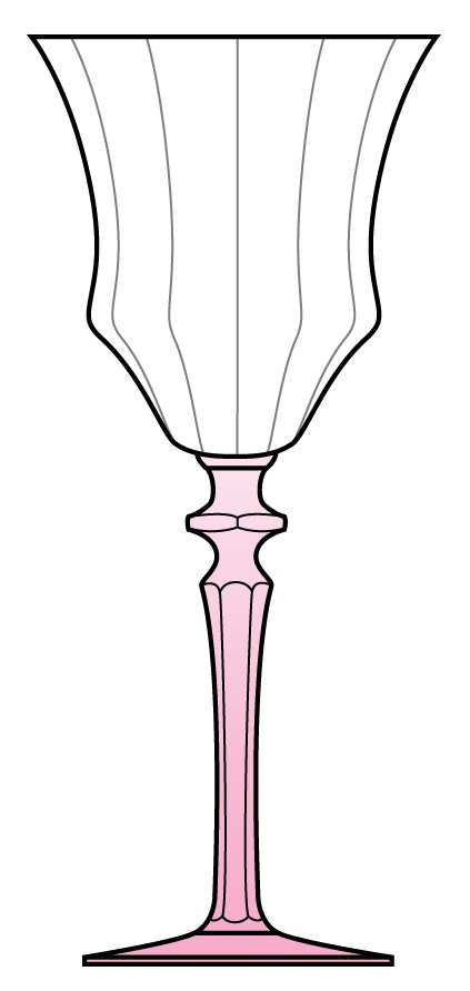 1440 Pink (Pink Stem, Clear Bowl) Water Goblet by Central Glass Works-1