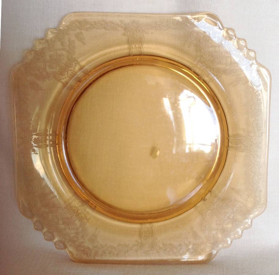 Deco Amber Square Bread & Butter Plate by Central Glass Works-1