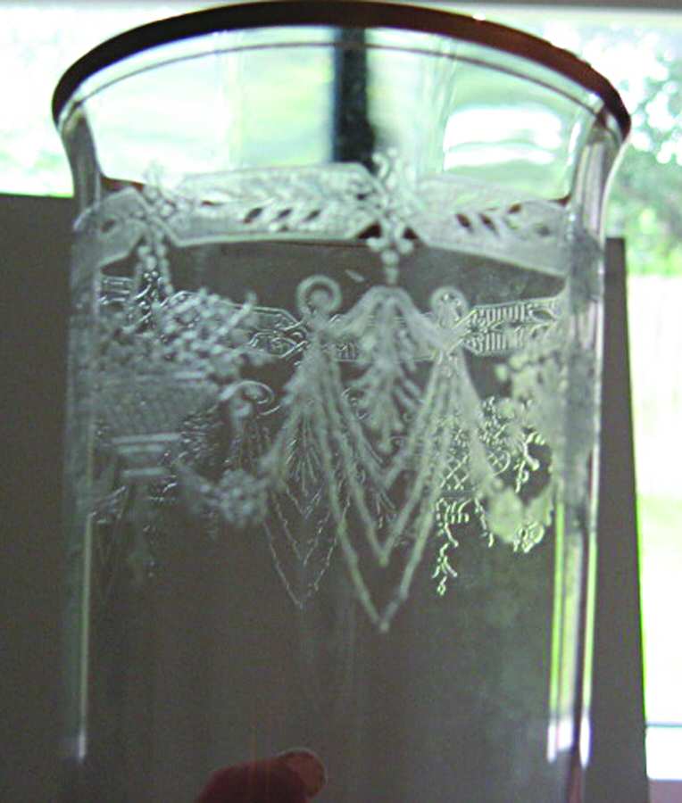 Swag & Dangle (Gold Trim) Flat Tumbler by Central Glass Works-1