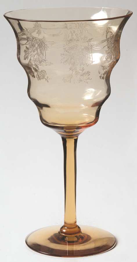 Etch5 (Stem 1428) Water Goblet by Central Glass Works-1