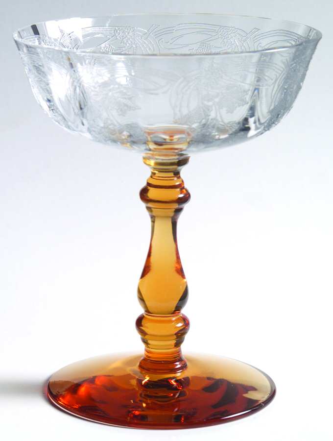 Etch 5-2 (Amber Stem) Champagne/Tall Sherbet by Central Glass Works-1