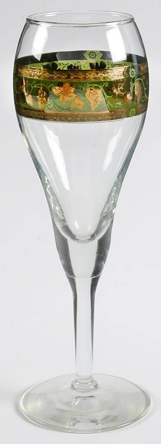 Golden Grapes Green Fluted Champagne by Cera Glass-1
