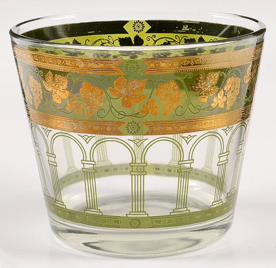 Golden Grapes Green Ice Bucket by Cera Glass-1