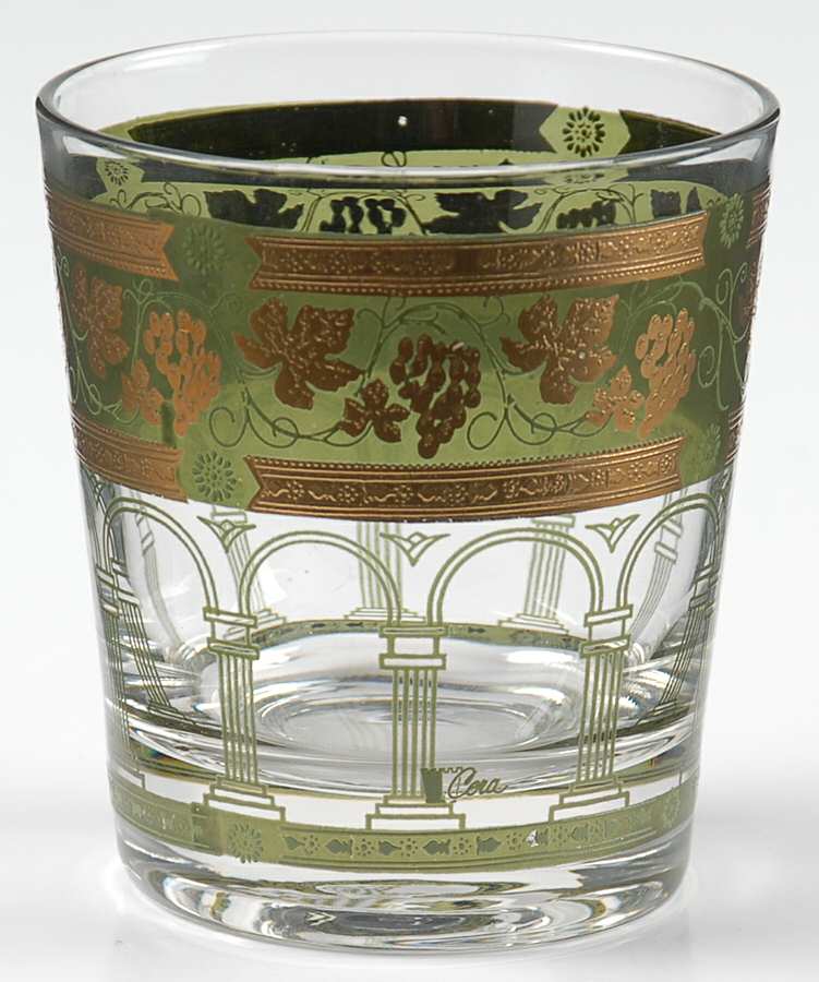 Golden Grapes Green 5 Oz Flat Tumbler by Cera Glass-1