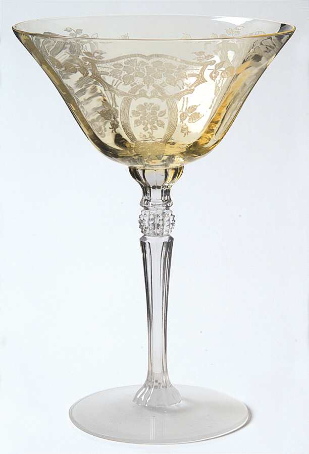 Etch 425 Topaz (Stem 1470) Champagne/Tall Sherbet by Central Glass Works-1