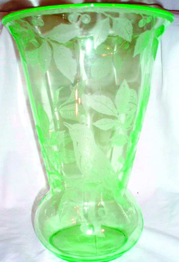 Etch 717 Green 12" Flower Vase by Cambridge-1