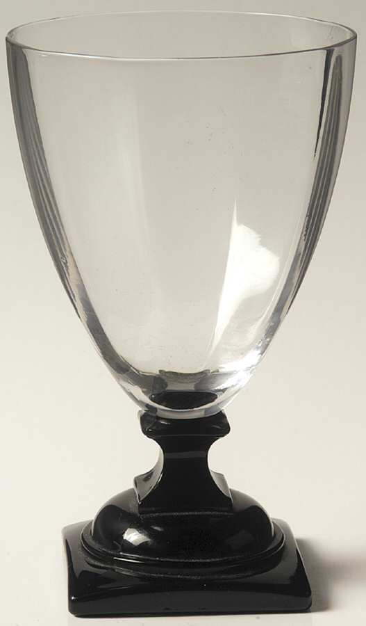 1450 (Clear Bowl, Black Base) Water Goblet by Central Glass Works-1