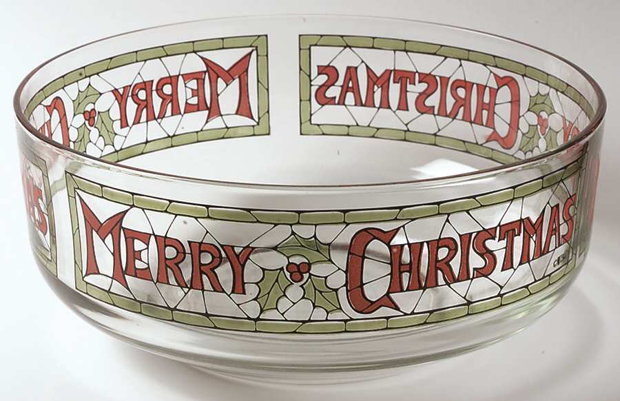 Merry Christmas Punch Bowl by Cera Glass-1