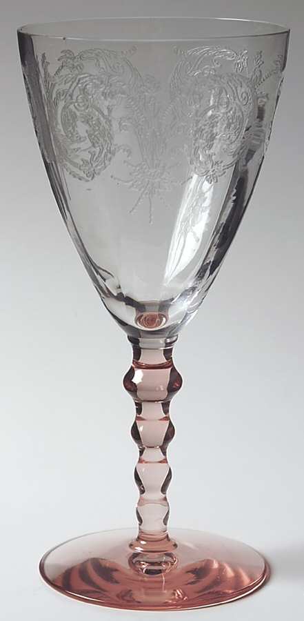 Balda Clear Pink (Stem 24) Water Goblet by Central Glass Works-1