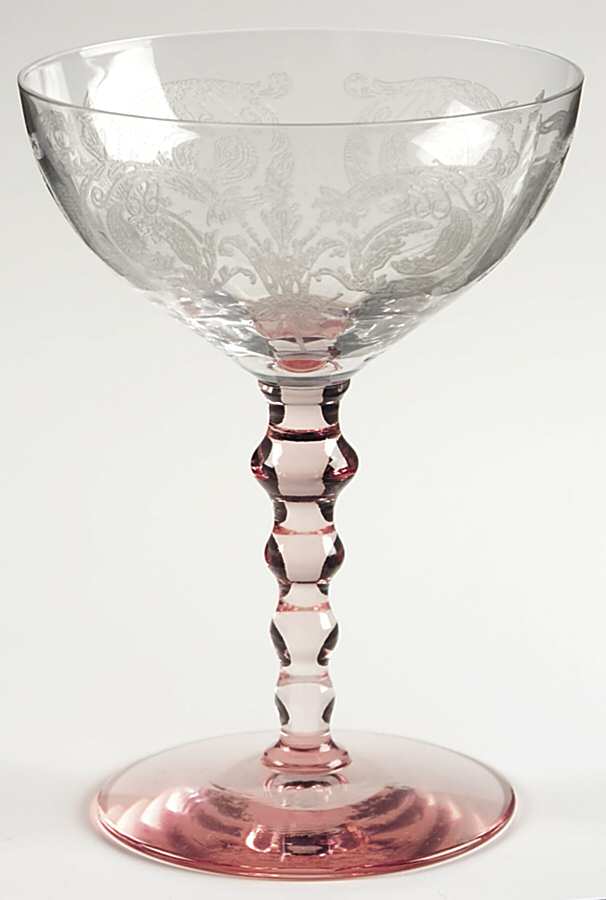 Balda Clear Pink (Stem 24) Champagne/Tall Sherbet by Central Glass Works-1