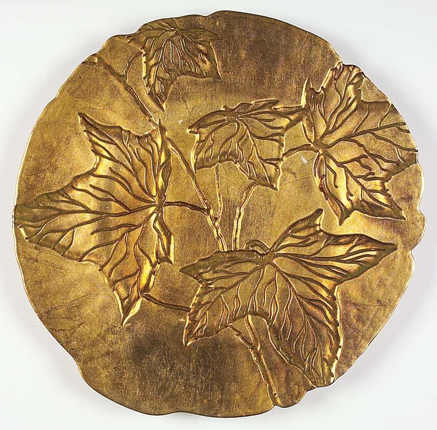 Decorated Glassware (Green Gold Leaf) 15" Round Platter by Certified International-1
