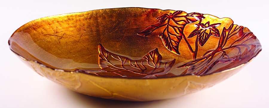 Decorated Glassware (Red Gold Leaf) 15" Salad Bowl by Certified International-1