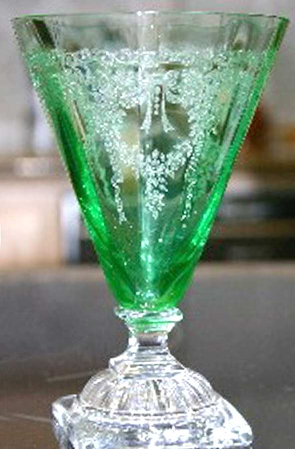 Kay Green (Stem 1451) Water Goblet by Central Glass Works-1