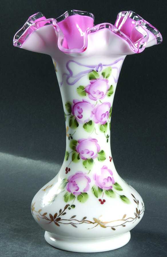 Charleton Roses & Bows (Fenton) 8" Flower Vase by Charleton Decorating-1