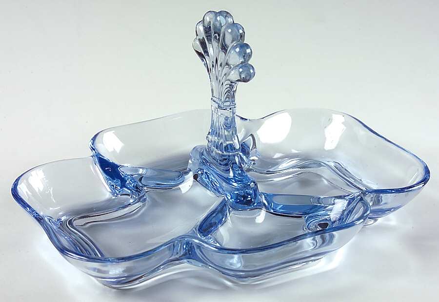 3400 Blue 3400 Four Part Relish with Center Handle by Cambridge-1