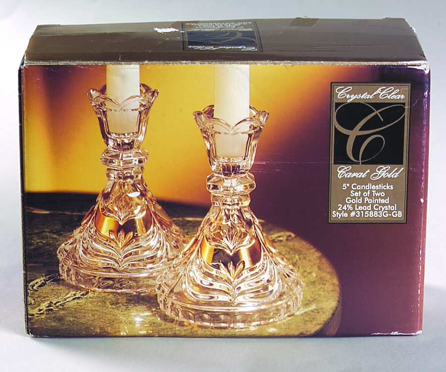Carat Gold (Gold Accents) 5" Single Light Candlestick by Crystal Clear Industries-1