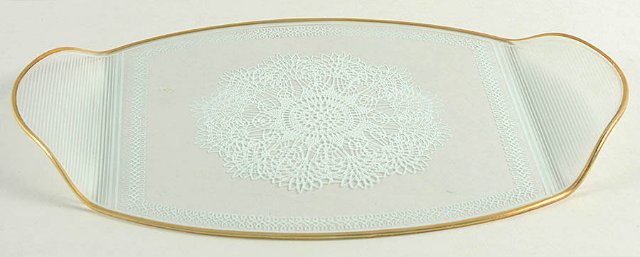 White Lace 14" Oval Handled Tray by Crystal Clear Industries-1