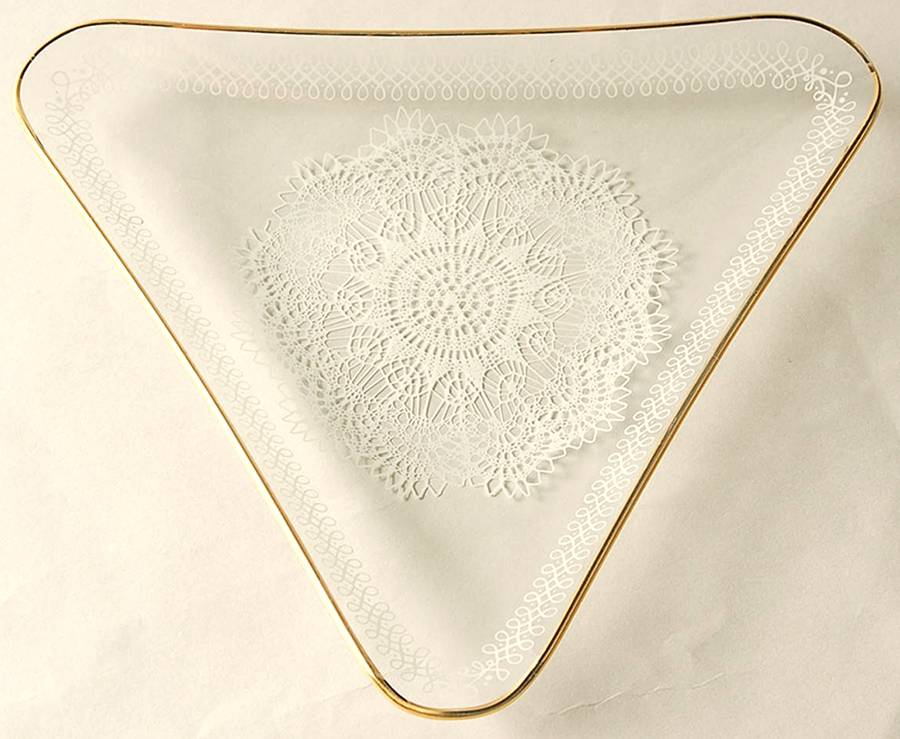 White Lace 9" Triangle Plate by Crystal Clear Industries-1