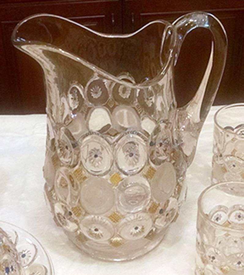 Jewelled Moon and Star Clear (Decorated) Pitcher by Co-Operative Flint-1
