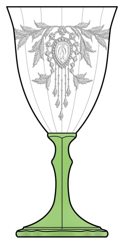 Etch 405 Green (Stem 3025) Water Goblet by Cambridge-1