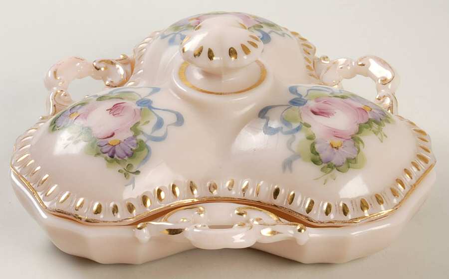 Charleton Roses & Bows (Cambridge) 3500/57 3 Part Covered Candy/Relish by Charleton Decorating-1