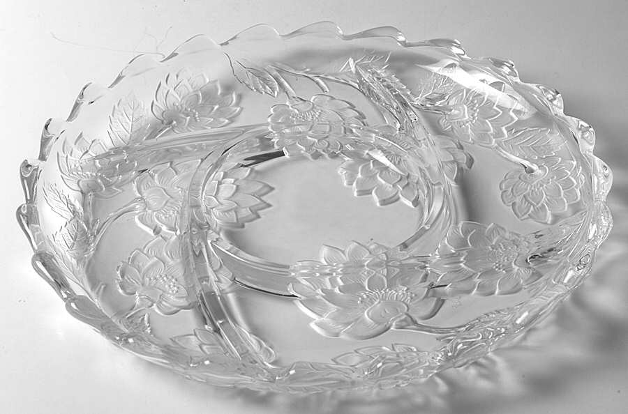 Chrysanthemum 13" Round 4 Part Relish by Crystal Clear Industries-1