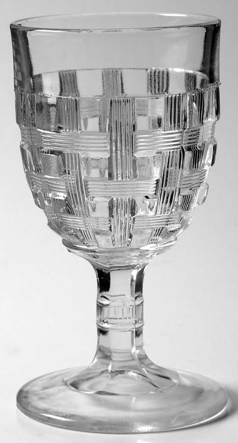 Open Plaid Water Goblet by Central Glass Works-1