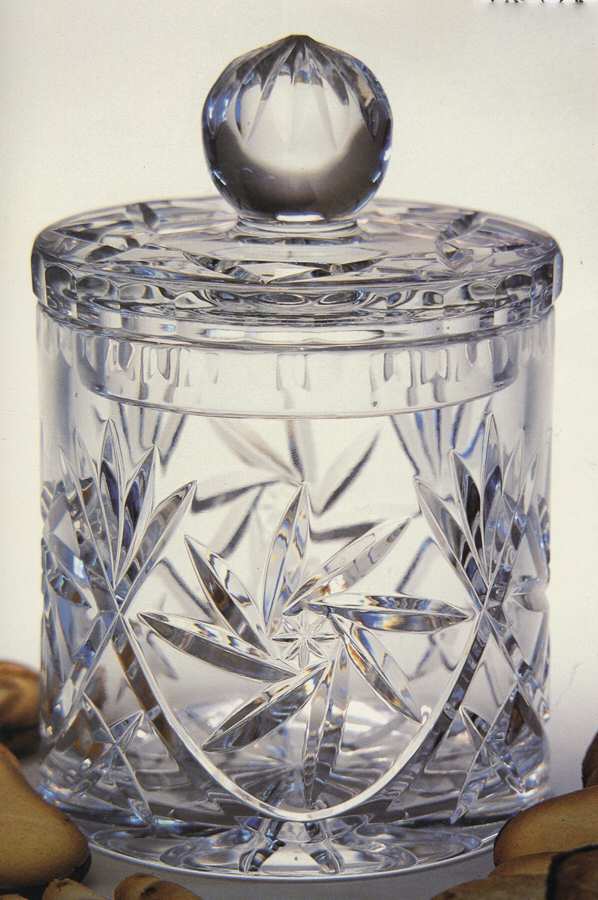 European Modern Biscuit Barrel & Lid by Cazlor Crystal-1