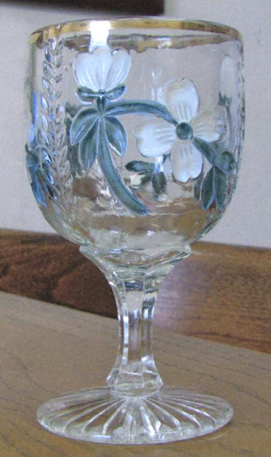 Art Novo Green (Green Floral Accent) Water Goblet by Co-Operative Flint-1