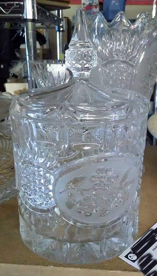 Flora Collection Biscuit Barrel & Lid by Crystal Clear Industries-1