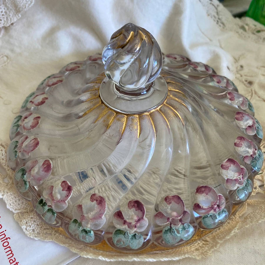 Charleton Roses (Fostoria) Lid for Footed Urn by Charleton Decorating-1