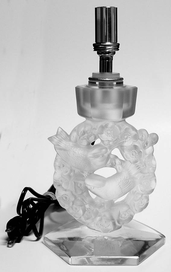 Mesanges Base for Electric Lamp by Lalique-1