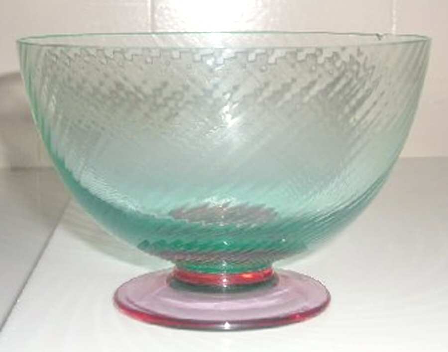 Rigadin Green Lavender Footed Dessert by Carlo Moretti Crysta-1