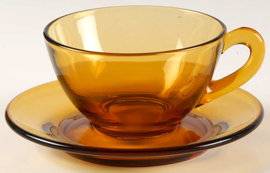 CXF1 Amber Cup & Saucer Set by Co-Operative Flint-1