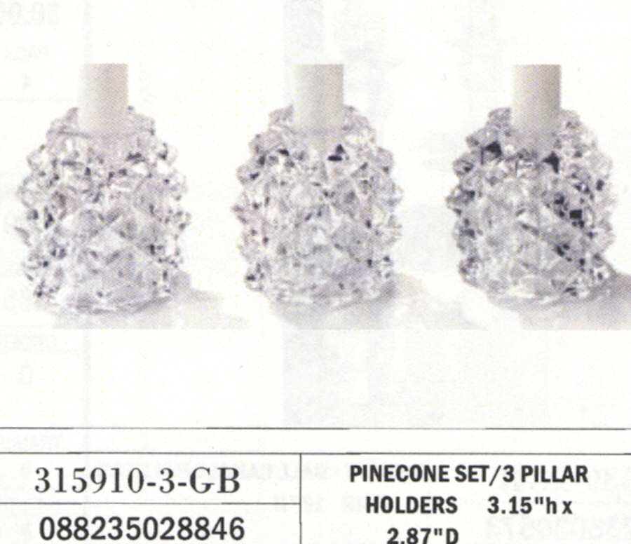 Pinecone 3" Pillar Candleholder by Crystal Clear Industries-1