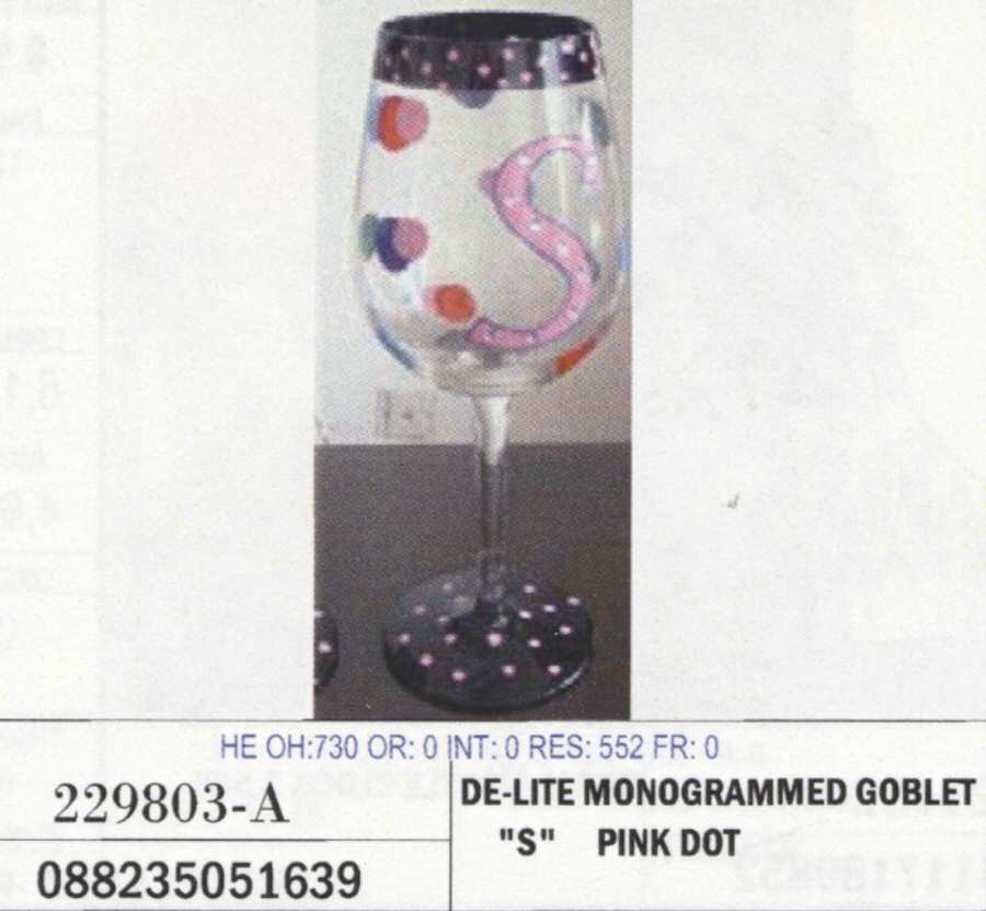 De Lite (Monogrammed) Water Goblet by Crystal Clear Industries-1