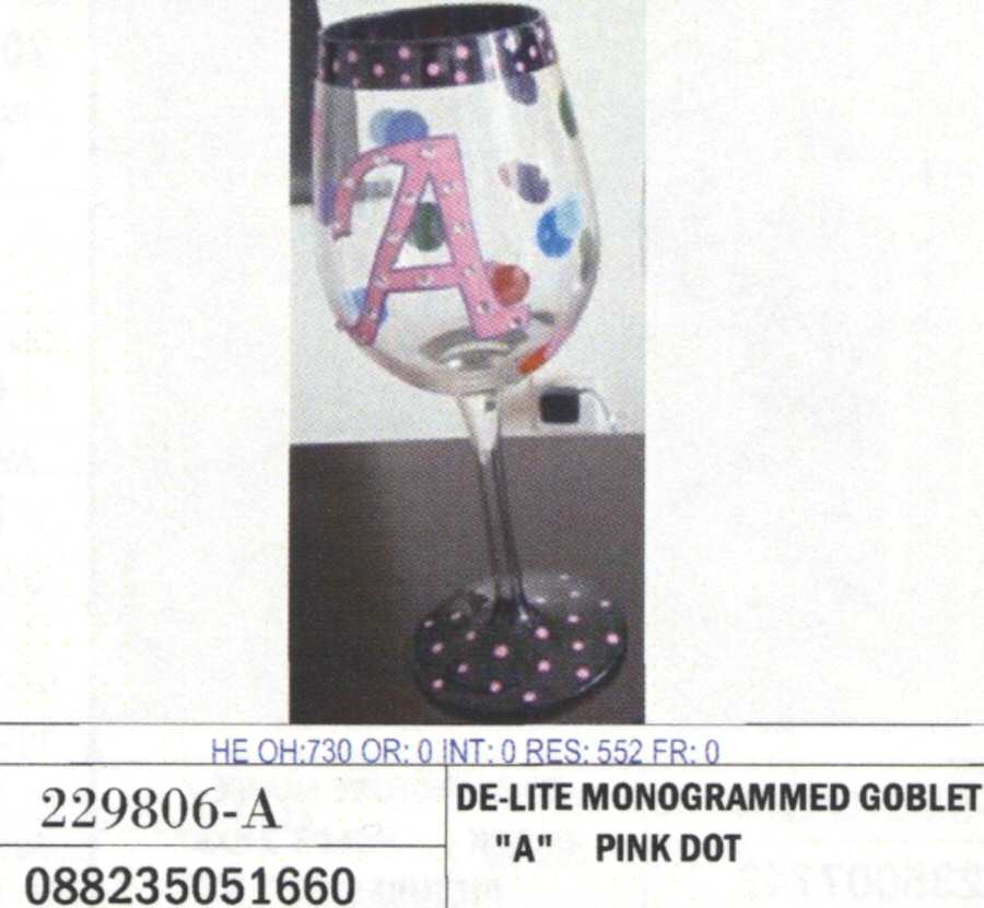De Lite (Monogrammed) Water Goblet by Crystal Clear Industries-1