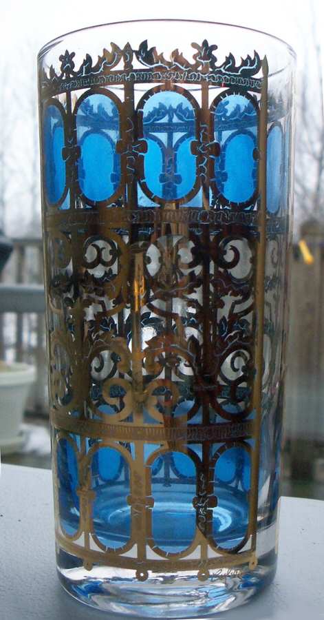 Azure Scroll Highball Glass by Culver-1